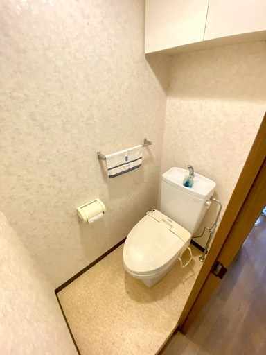 クリオ南浦和参番館 広々落ち着くトイレ。収納も付いているのでトイレットペーパーのストックもできます
